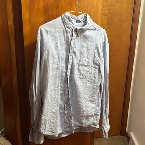 J Crew Classic Large Blue and White Stripe Button Down